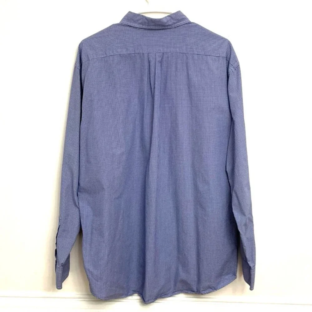 J Crew 80's 2-Ply 100% Cotton Button Up Shirt. Men's L Blue & White‎ Plaid